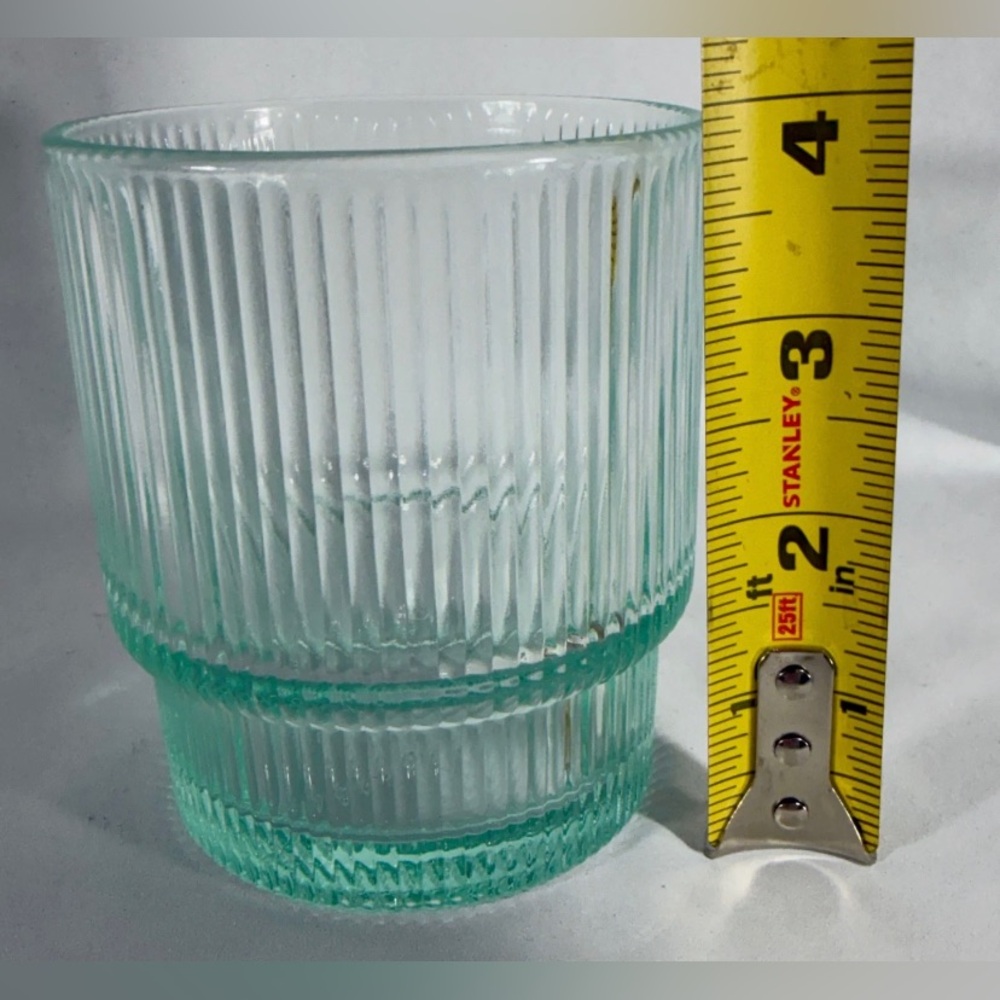 Jonathan Adler Biba Glass Ribbed Tumblers - Set of 2 - 13oz each - Aquamarine - Picture 3 of 3